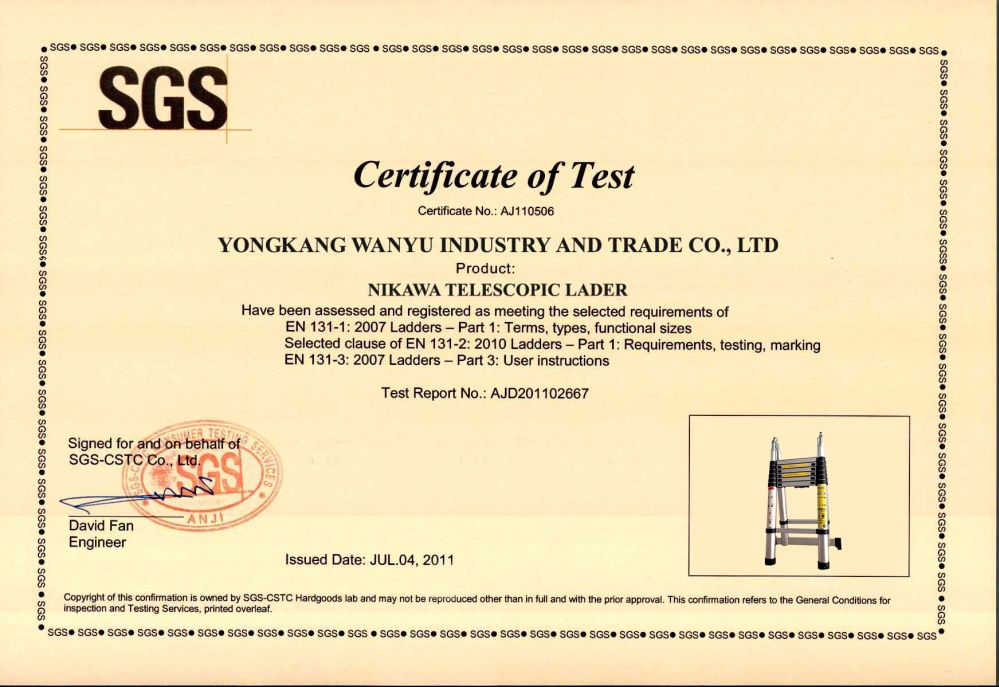 certificate EN131 NK -50AI