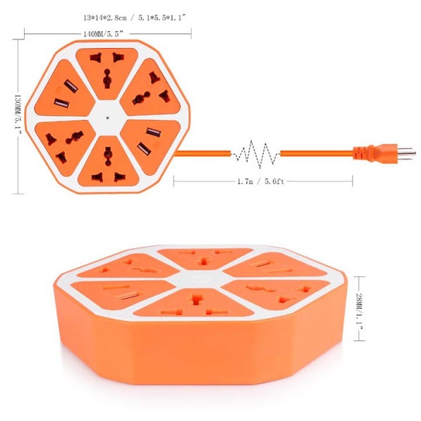 Ổ cắm điện hình trái cam 4 cổng USB