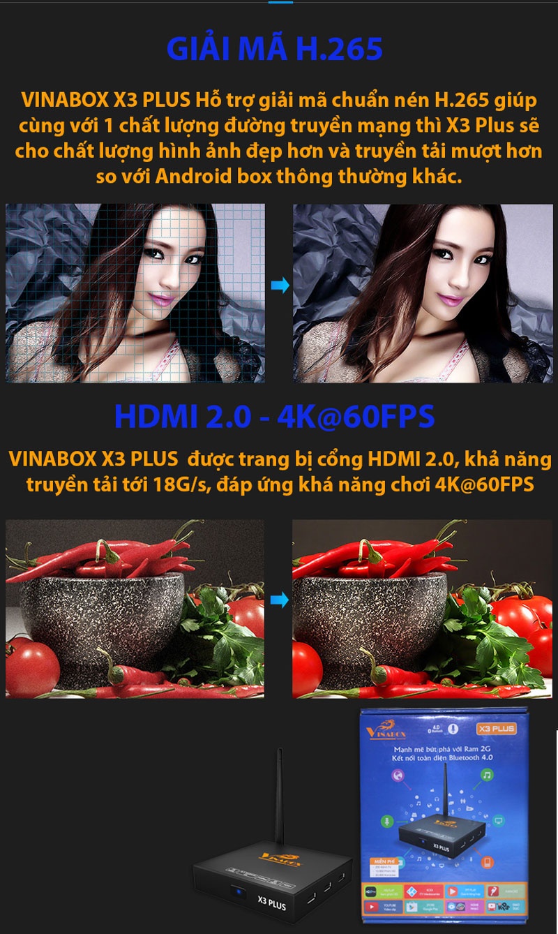 VINABOX X3 plus- ram 2g- android 6.0- bluetooth4.0 giá 1490k - 183729
