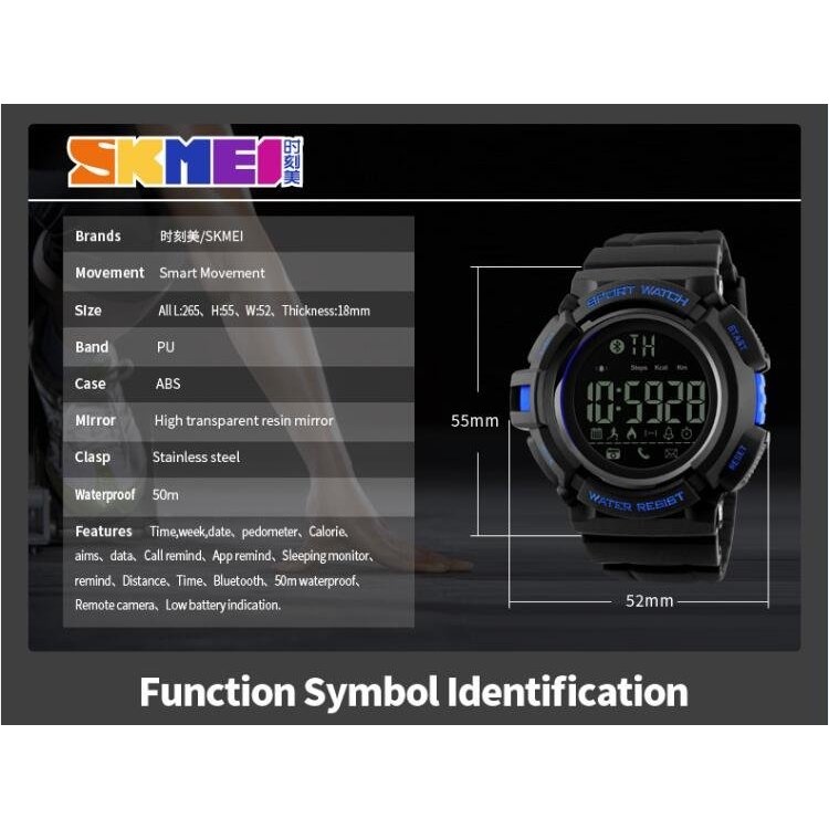 Đồng hồ thông minh Skmei Đồng hồ thông minh Bluetooth Watch Đồng hồ báo thức Calorie Sleeping Monitor Đồng hồ chống thấm nước
