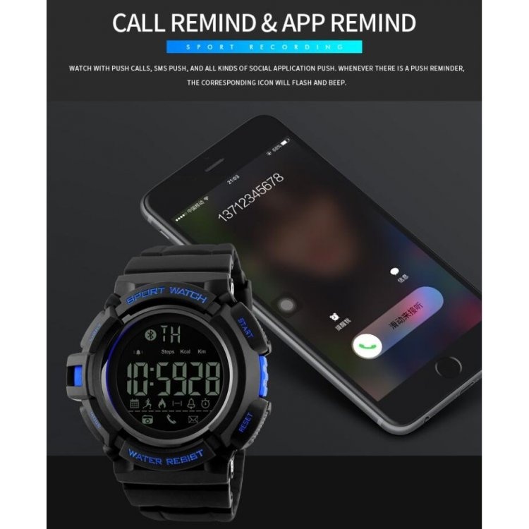 Đồng hồ thông minh Skmei Đồng hồ thông minh Bluetooth Watch Đồng hồ báo thức Calorie Sleeping Monitor Đồng hồ chống thấm nước