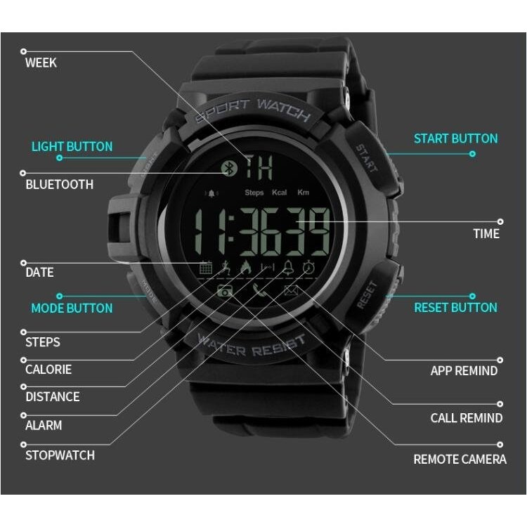 Đồng hồ thông minh Skmei Đồng hồ thông minh Bluetooth Watch Đồng hồ báo thức Calorie Sleeping Monitor Đồng hồ chống thấm nước
