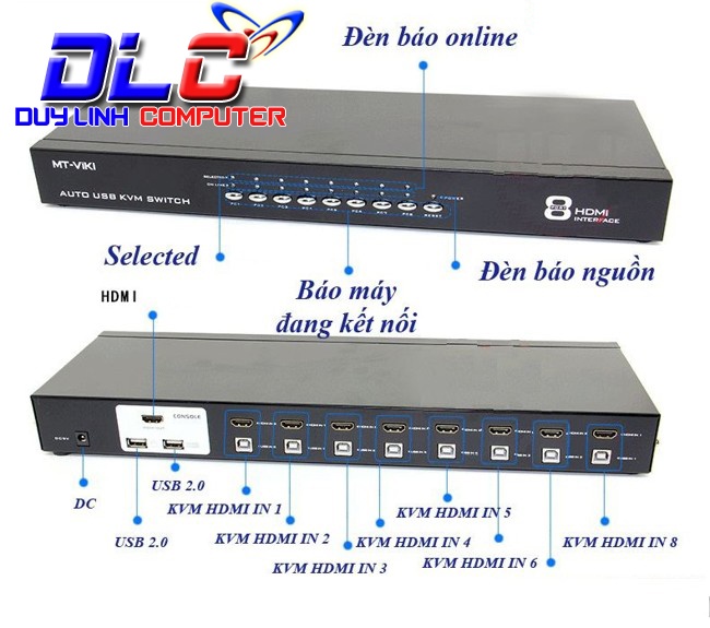 HDMI KVM switch 8 cổng MT ViKI MT-2108HL cao cấp