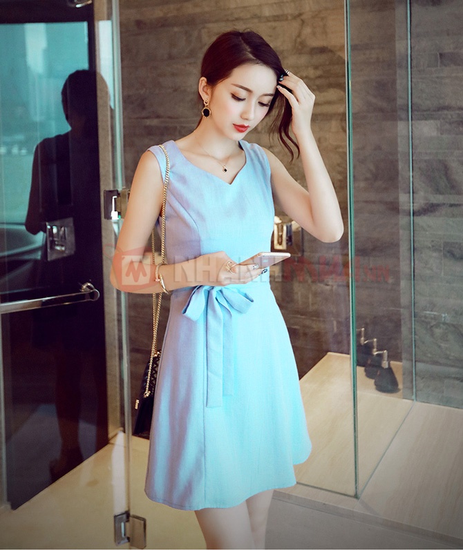 Đầm cột nơ eo Hana