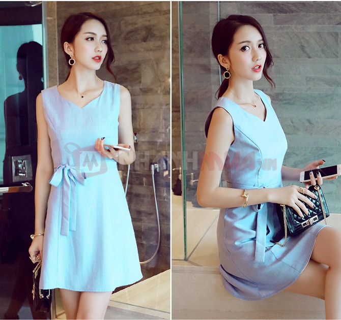 Đầm cột nơ eo Hana