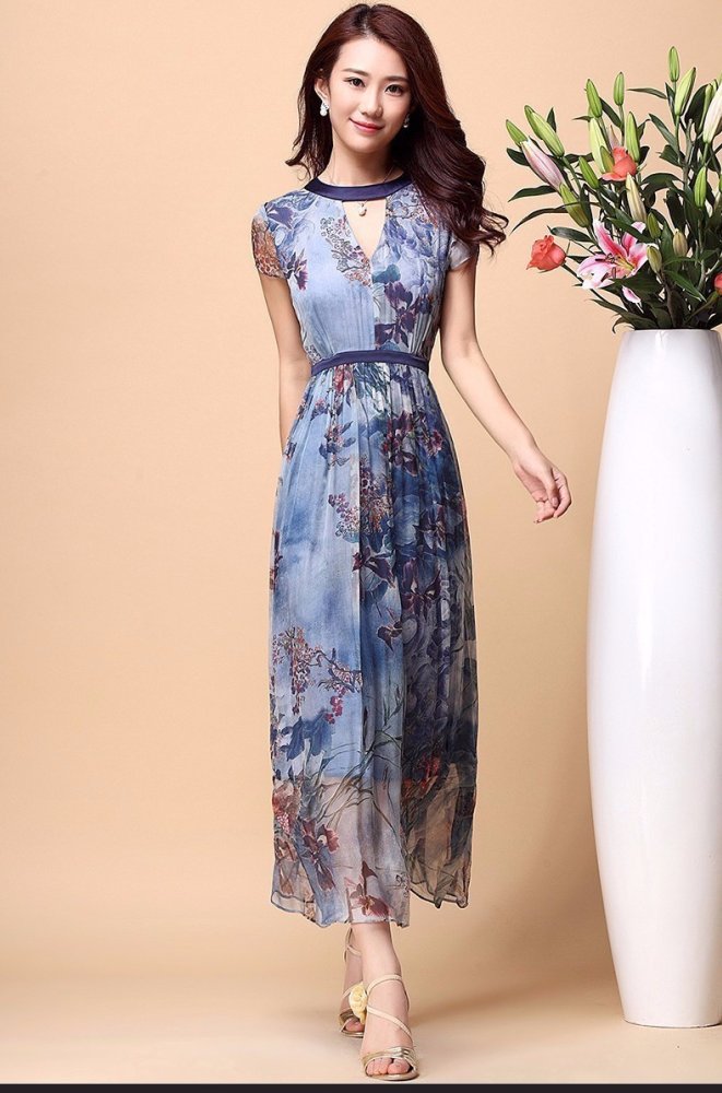 HÀNG NHẬP CAO CẤP- ĐẦM MAXI CỔ KHOÉT HỌA TIẾT SANG TRỌNG 5