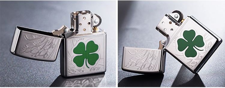 Zippo 4 Leaf Clover Luck