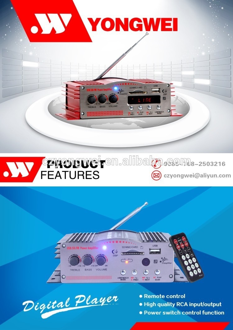 Bộ khuếch đại công suất cao chuyên nghiệp 12 v 2 kênh xe máy nghe nhạc nhỏ YW 100