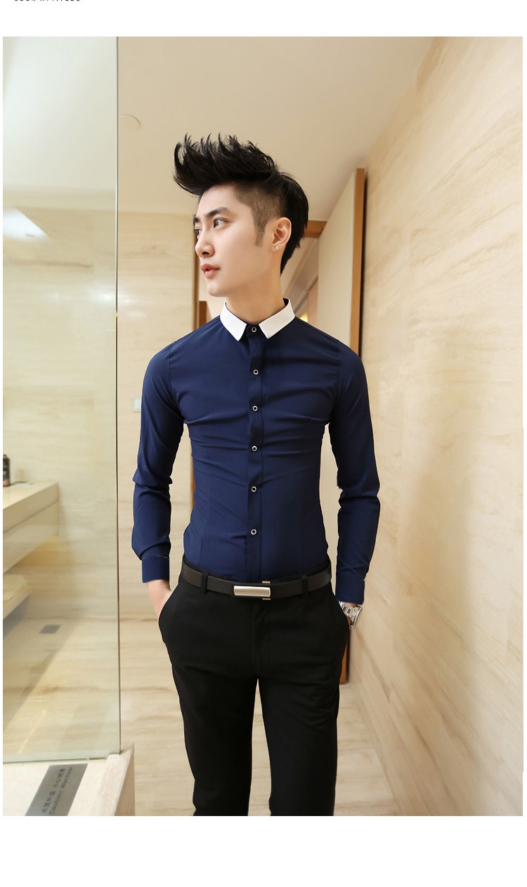 Áo sơ mi hàn quốc xanh đen asm627 - 1