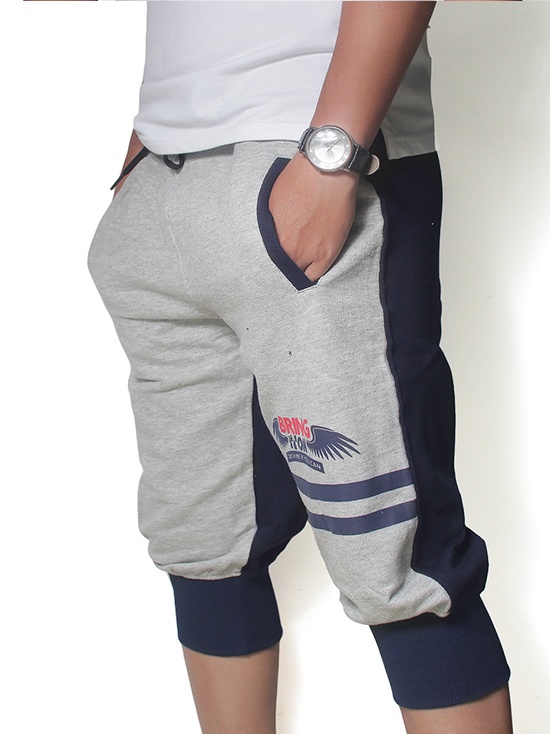Quần short thun xám phối xanh đen qs47 - 2