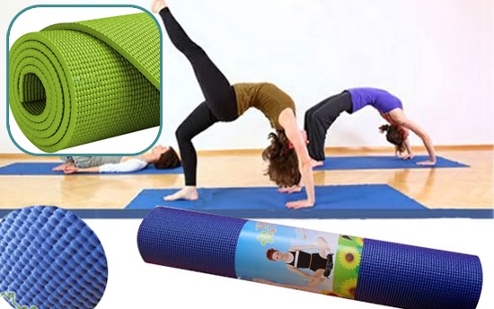 Thảm tập Gym và Yoga cao cấp hoa văn 6mm kèm túi đựng thảm (Xanh dương)” Title=