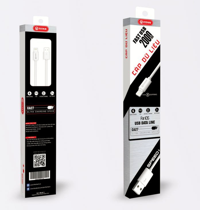 Các sạc nhanh Lightning 2 Mét Titan CA27 - Hàng Chính Hãng