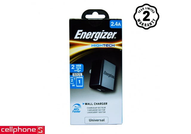Energizer Hightech Wall Charger 2.4 A 2 USB ACA2BUSHBK3 | CellphoneS.com.vn