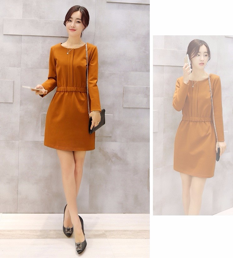 Đầm suông thắt eo cổ tròn bổ trụ cách điệu - DS41 3