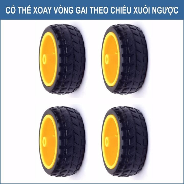 Bộ 4 bánh xe cho động cơ giảm tốc V1 - DIY 2
