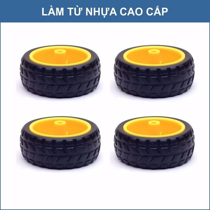 Bộ 4 bánh xe cho động cơ giảm tốc V1 - DIY 1