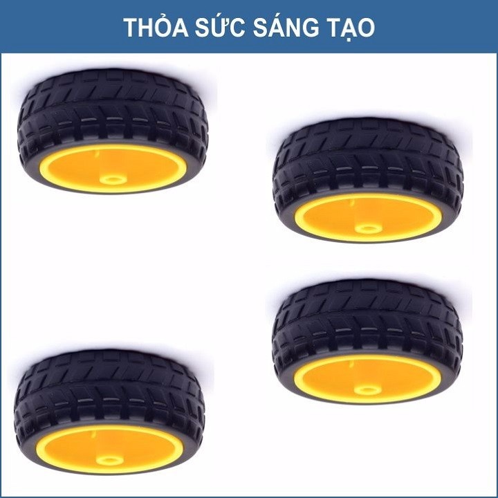 Bộ 4 bánh xe cho động cơ giảm tốc V1 - DIY 3