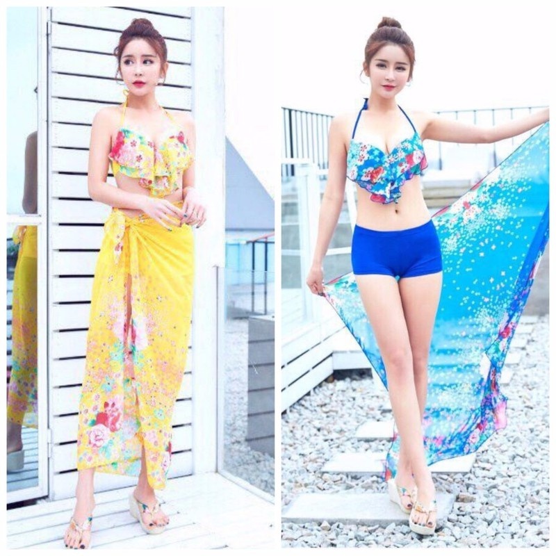 SET BIKINI HOA NỮ TÍNH KÈM KHĂN BY4299 2