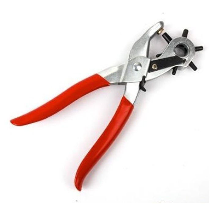 Leather Hole Punch Tool Kit Belt Hole Punch 6in1 Set Red - intl