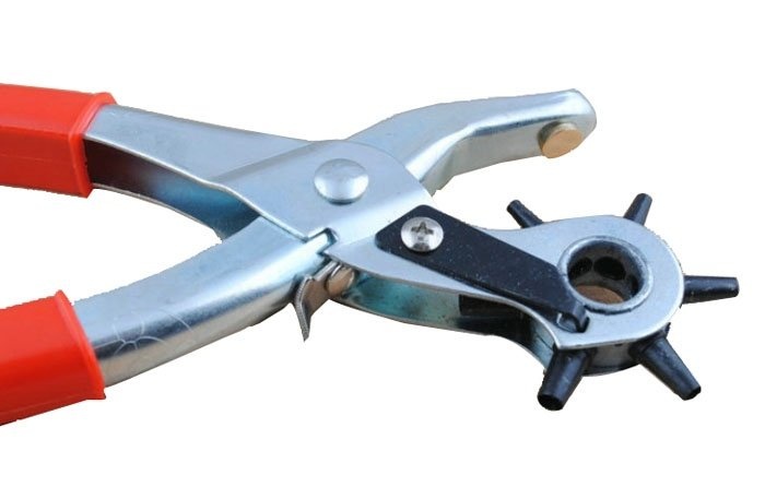 Leather Hole Punch Tool Kit Belt Hole Punch 6in1 Set Red - intl