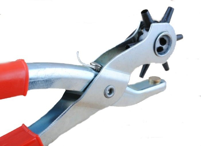 Leather Hole Punch Tool Kit Belt Hole Punch 6in1 Set Red - intl