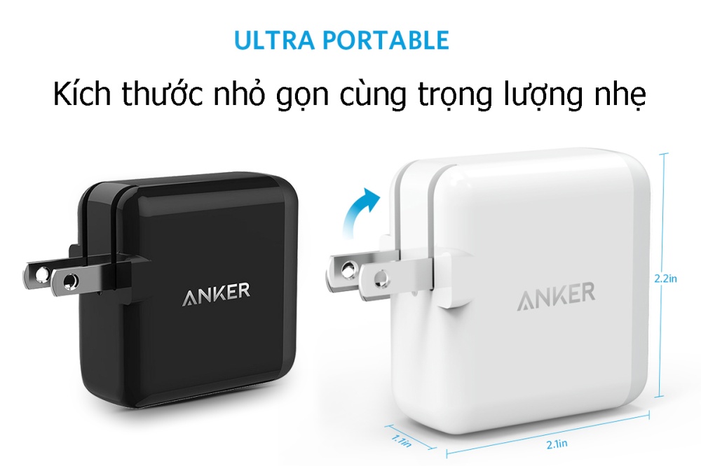 Adapter Sạc Anker PowerPort 2 Cổng USB - A2141