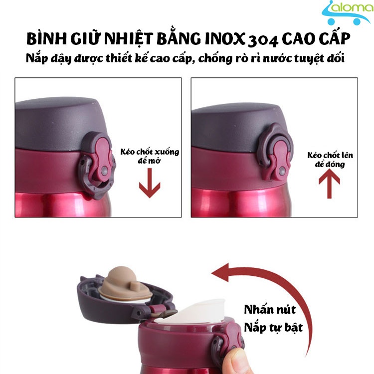 Bình giữ nhiệt cao cấp 500ml lõi inox 304 TIME TTG-004 gia dụng aloma