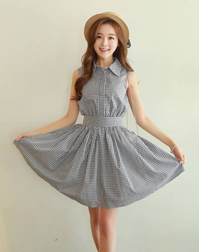 HÀNG CAO CẤP: Đầm xòe sơ mi kẻ caro thắt nơ! 6