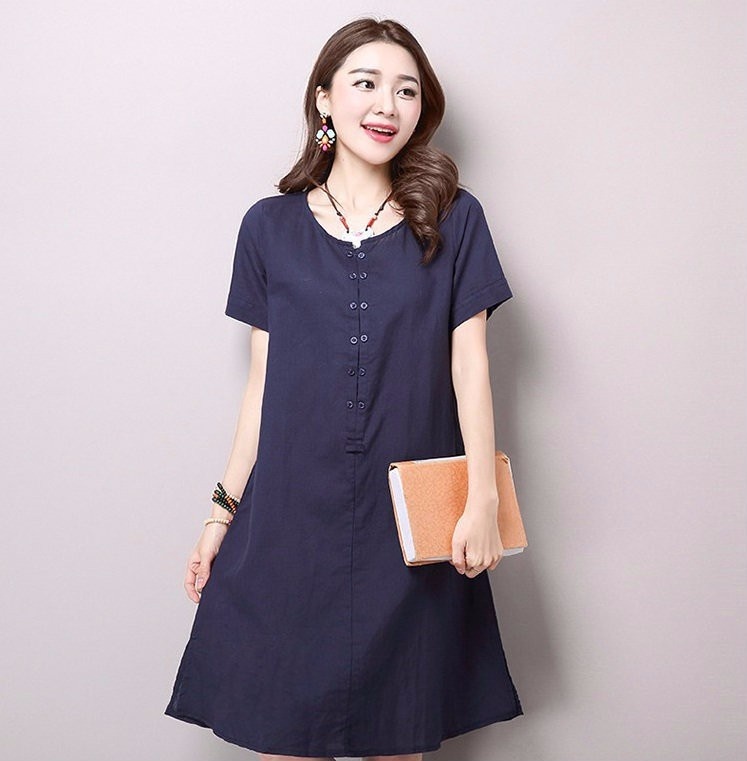 HÀNG ĐỦ SIZE: Đầm suông cách điệu xẻ tà gấu. 1