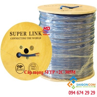 Cáp mạng CAT 5E FTP+2C Superlink