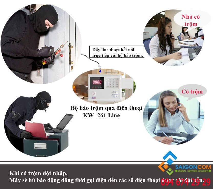 BÁO TRỘM QUA ĐIỆN THOẠI Kw -261 LINE