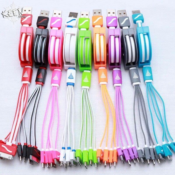 Cáp sạc 4 đầu dây rút đa năng loại tốt 8