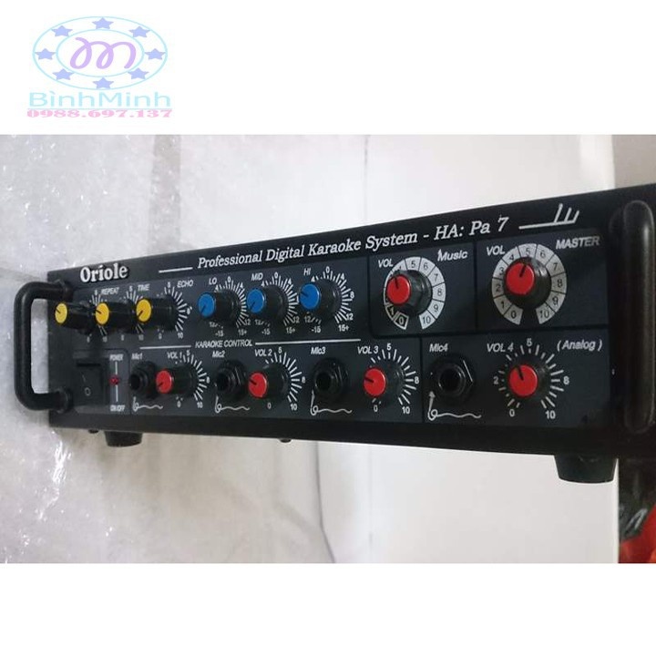 Ampli Mini Karaoke Oriole HA Pa7 220V hoặc Acquy 12V DC