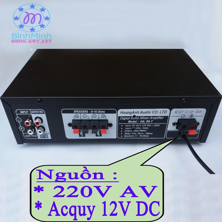Ampli Mini Karaoke Oriole HA Pa7 220V hoặc Acquy 12V DC