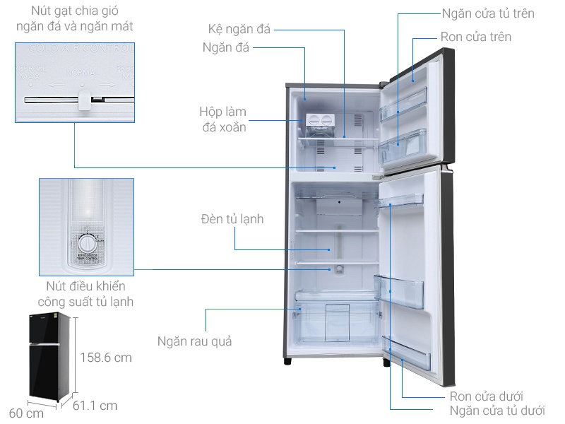 Thông số kỹ thuật Tủ lạnh Panasonic inverter 267 lít NR-BL308PKVN