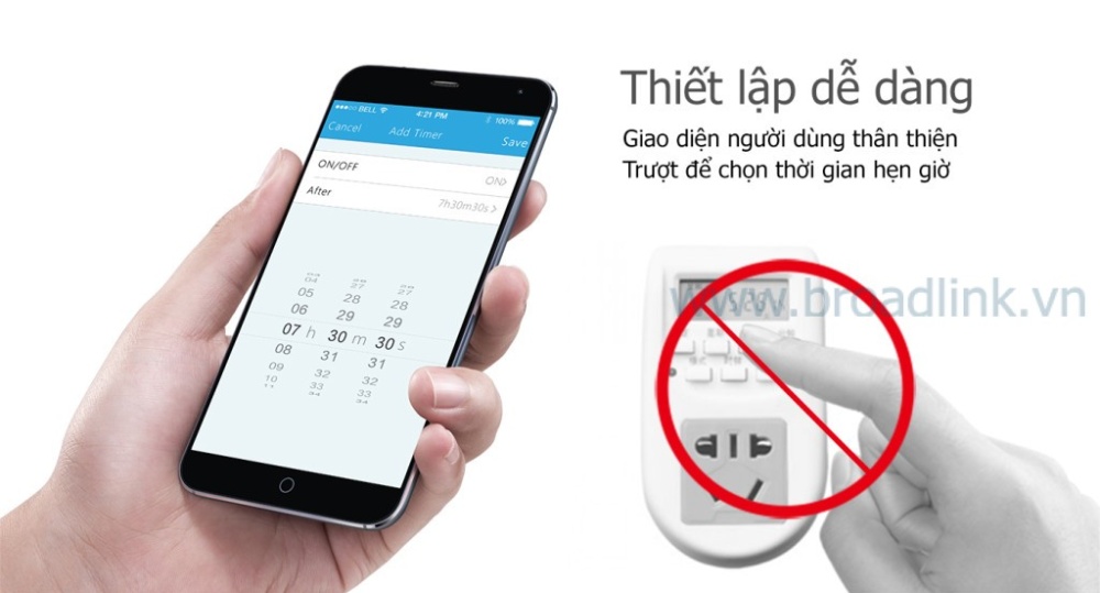 Ổ cắm thông minh Wifi Broadlink SP-Mini thiết lập dễ dàng