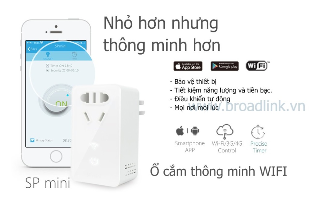 Ổ cắm thông minh Wifi Broadlink SP-Mini