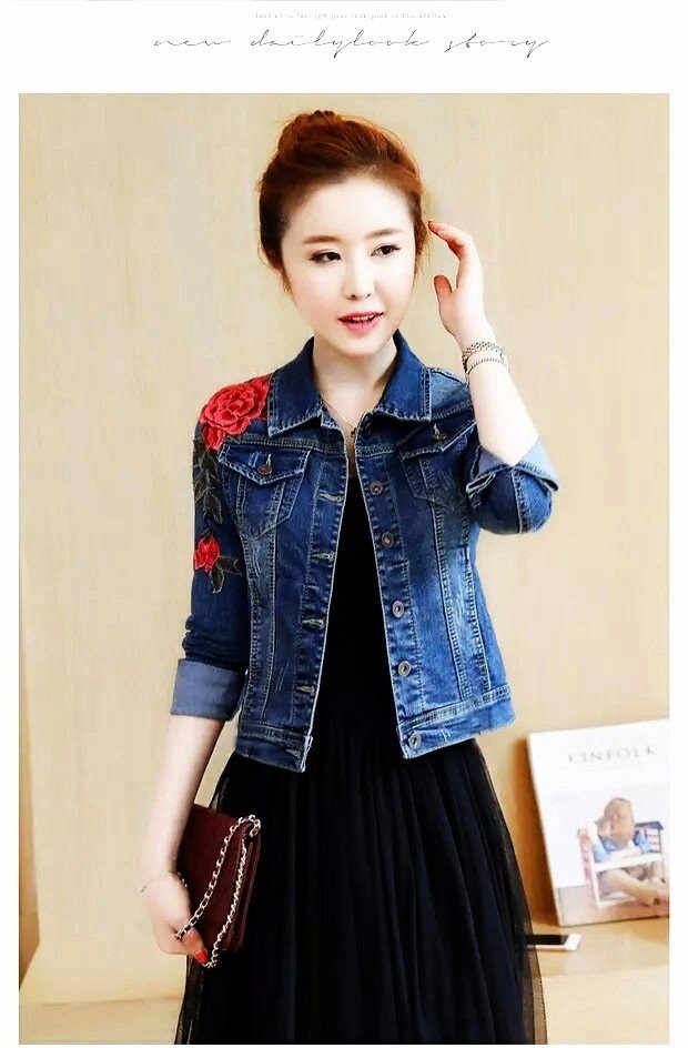 ÁO KHOÁC JEANS THÊU HOA HỒNG BY1053 3