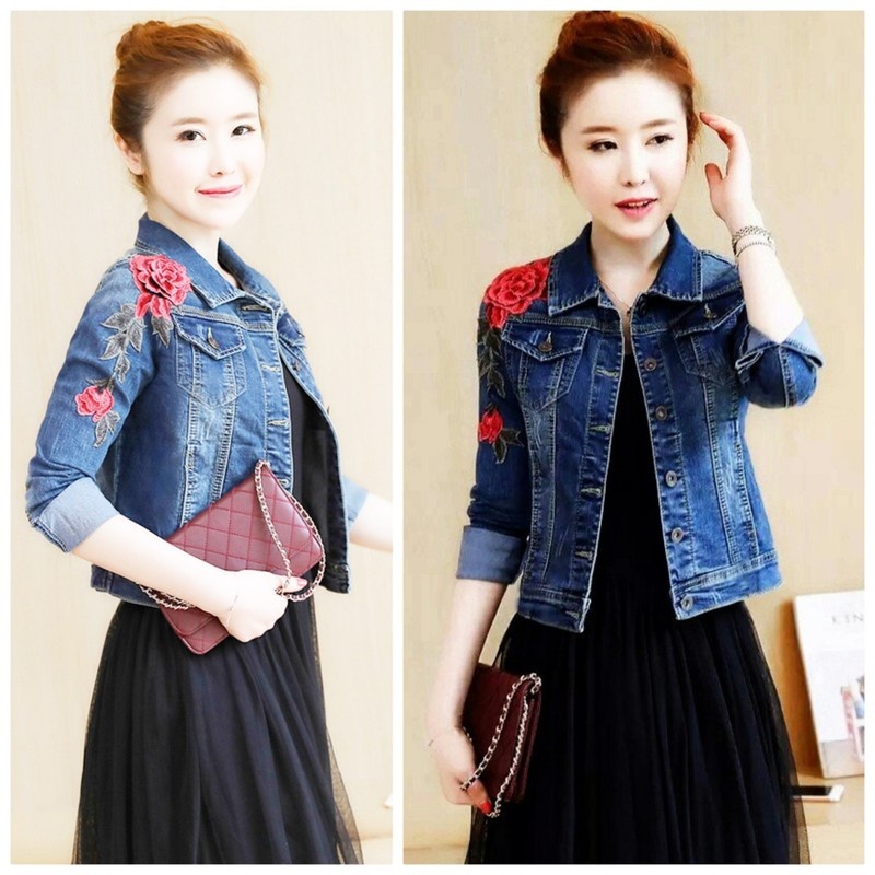 ÁO KHOÁC JEANS THÊU HOA HỒNG BY1053 9