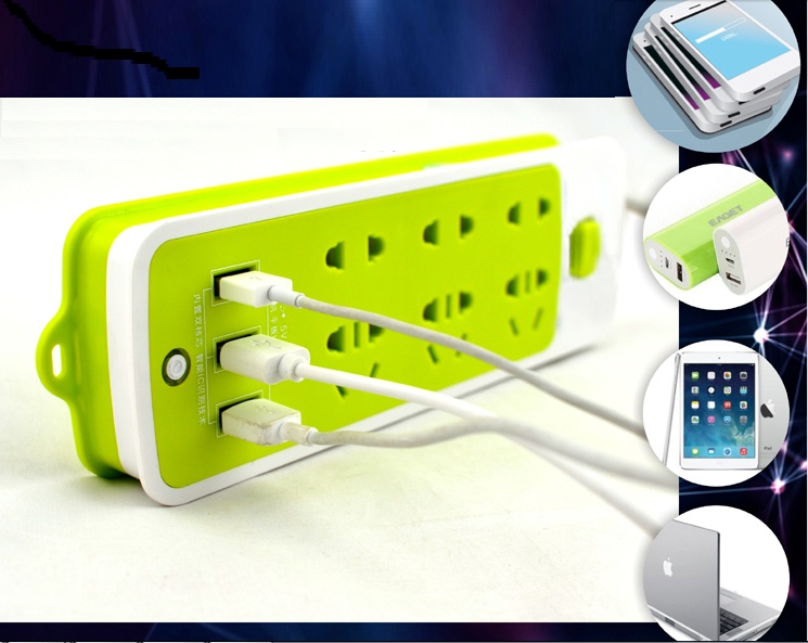 Ổ CẮM ĐIỆN 6 PHÍCH CẮM, 3 CỔNG USB 1