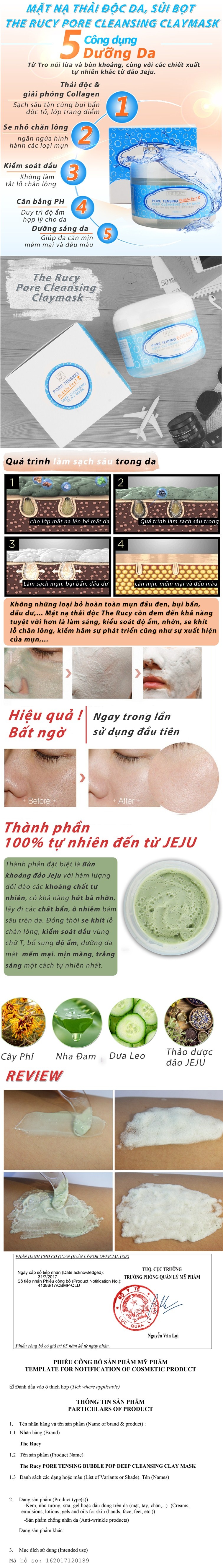MẶT NẠ THẢI ĐỘC THE RUCY PORE TENSING BUBBLE POP DEEP CLEANSING CLAY MASK 100ml