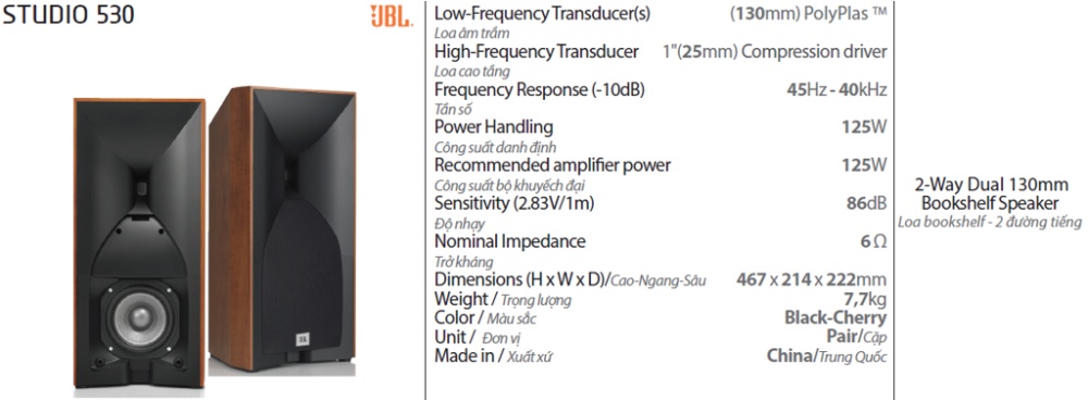 Loa bookshelf JBL STUDIO 530 - Loa di động 