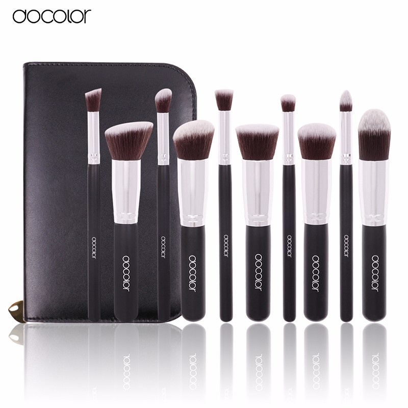 Bộ cọ trang điểm tán và tạo khối docolor 10 Pieces Makeup Brush Set 01