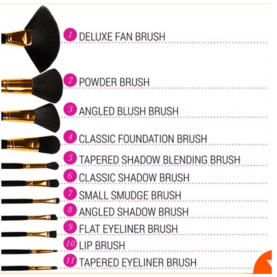 Bộ cọ trang điểm bh cosmetics 11 cây Dot Collection - 11 Piece Brush Set Black 02