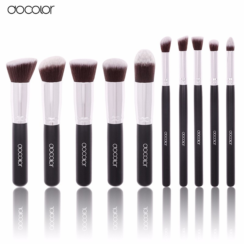 Bộ cọ trang điểm tán và tạo khối docolor 10 Pieces Makeup Brush Set 03