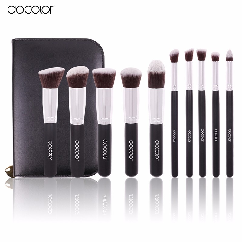 Bộ cọ trang điểm tán và tạo khối docolor 10 Pieces Makeup Brush Set 04