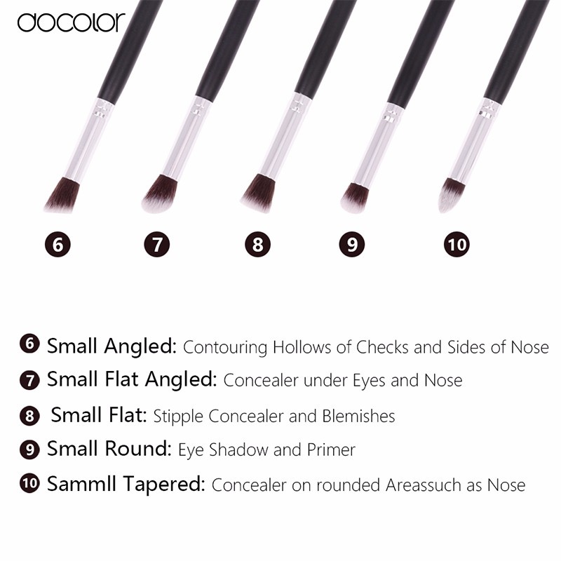 Bộ cọ trang điểm tán và tạo khối docolor 10 Pieces Makeup Brush Set 08