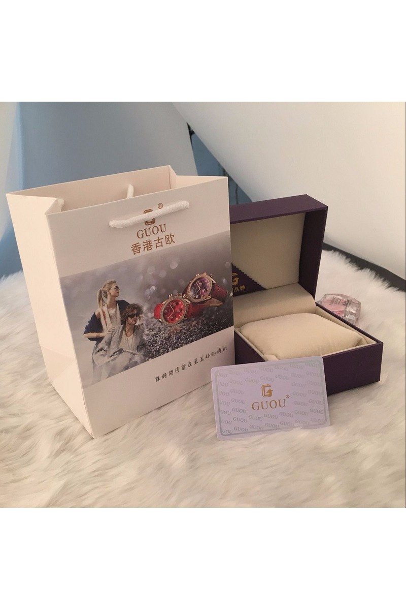 Đồng Hồ Nữ Guou Dây Da Chính Hảng GO8039 - Tím 1