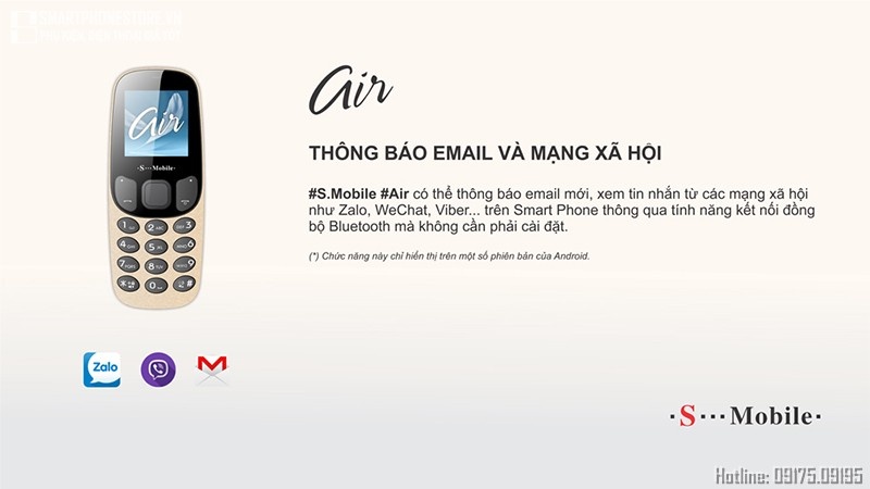 smartphonestore.vn - bán lẻ giá sỉ, online giá tốt điện thoại bluetooth smobile air mini chính hãng - 09175.09195