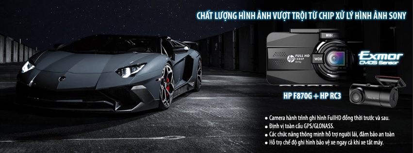 CAMERA HÀNH TRÌNH HP F870G + RC3 (CẢ BỘ TRƯỚC VÀ SAU)